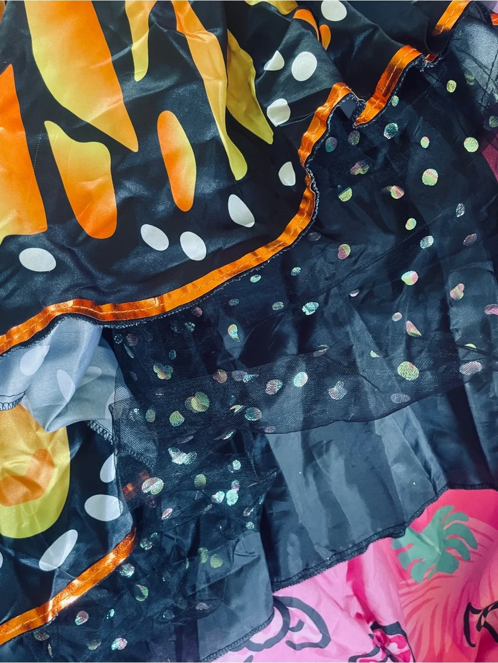 Kids' Monarch Butterfly Costume Dress & Headpiece - Orange/Black (Medium)
